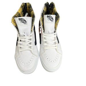 Vans - SK8-Hi sneakers White Plaid Yellow Inside Lace Up New W Sz 5